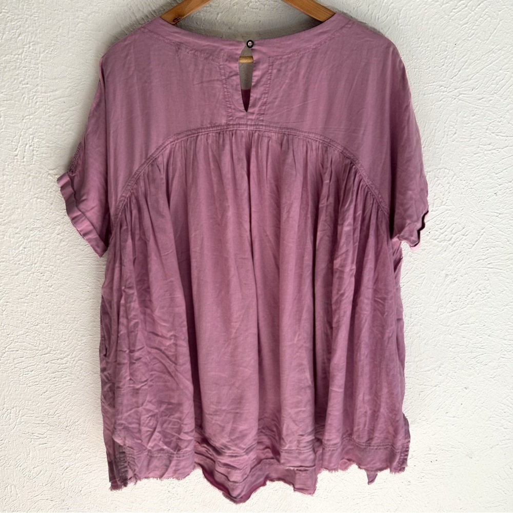 We The Free Moon City Top Oversized Linen Blend Tee in Lilac (XS) - Picture 5 of 7